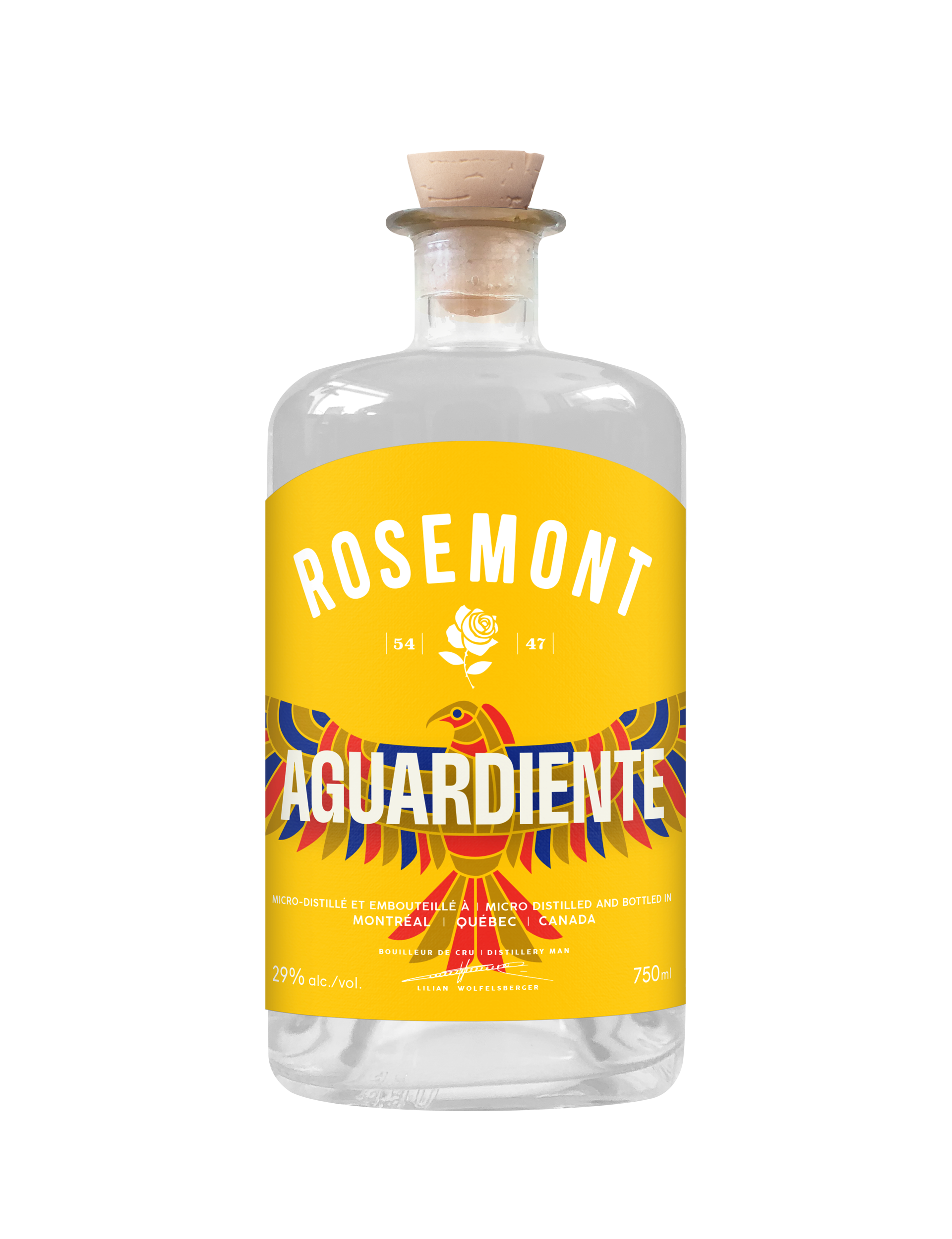 A bottle of Rosemont Aguardiente